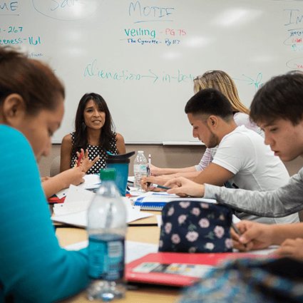 Nepantla students hearing from NSC employee, Andreana Franco