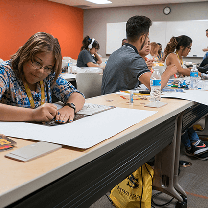 Trio Upward Bound students working in class