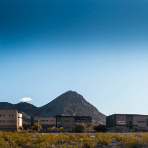 Photo of NSC Campus buildings with Mt. Scorpion in back