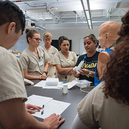 Nursing students watching group demonstration