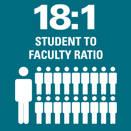 Graphic for NSC student to faculty ratio 18:1