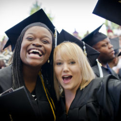 Graduates at graduation ceremony