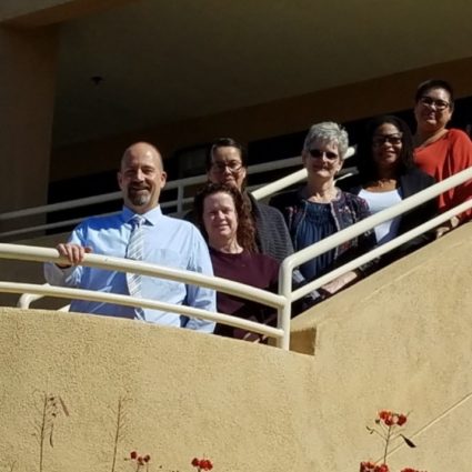 Financial Aid team on balcony